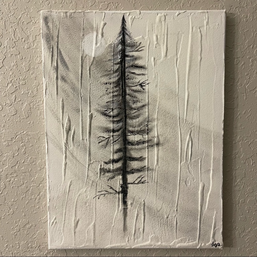 Handmade Acrylic Painting Black Pine